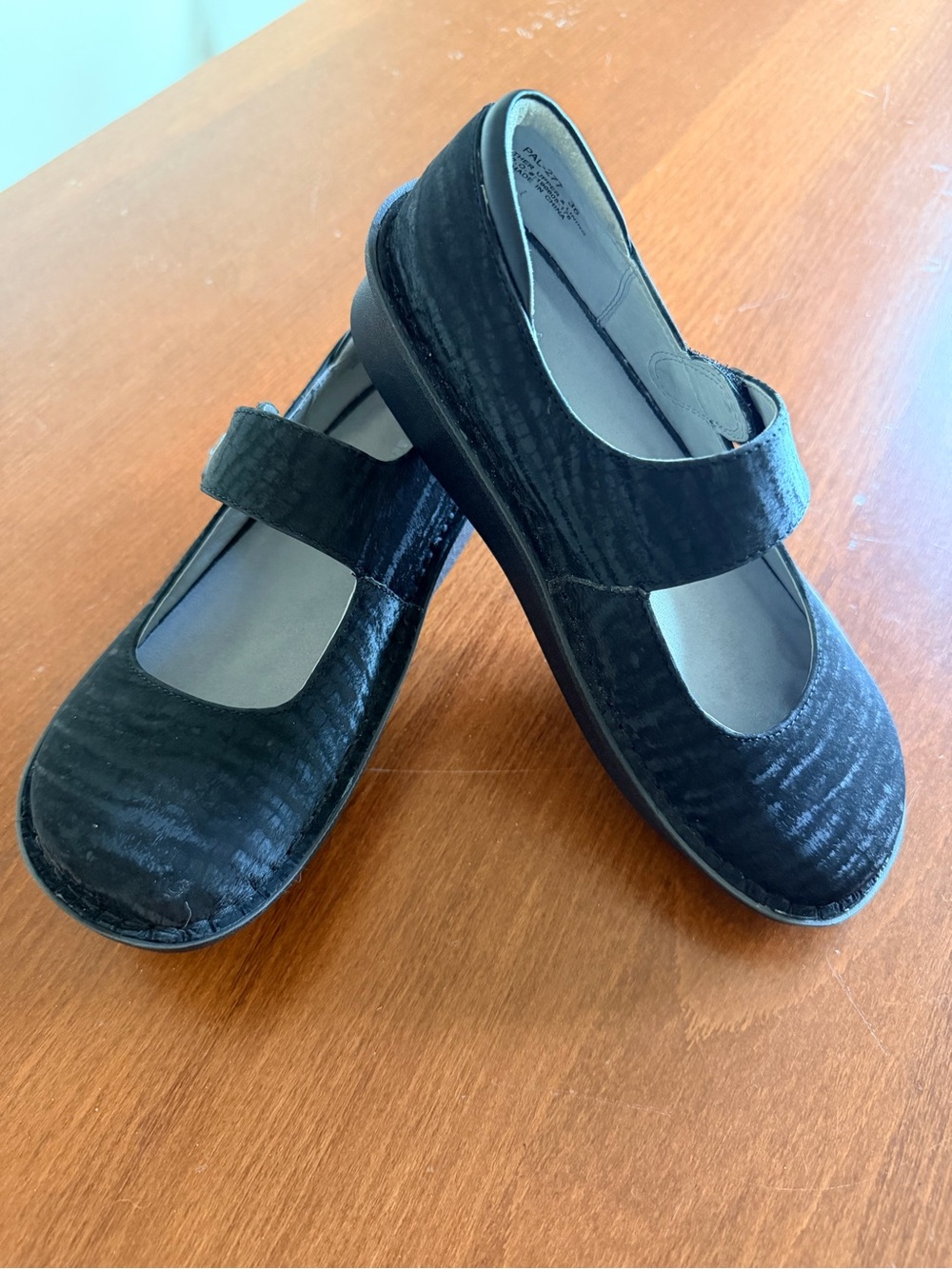 Alegria Black Mary Jane Velcro Clog Flats